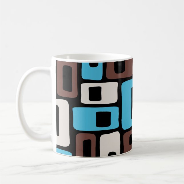 Mid Century Modern Abstrakt Mönster Kaffemugg (Vänster)