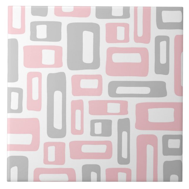 Mid Century Modern Abstrakt Mönster Kakelplatta (Framsidan)