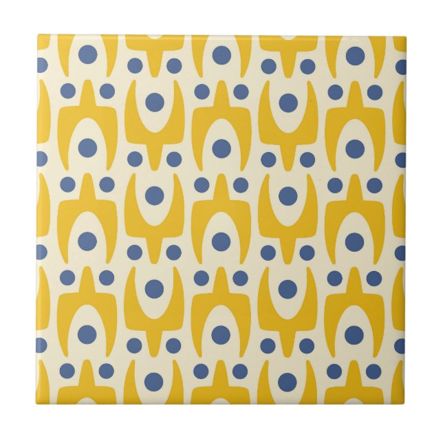 Mid Century Modern Abstrakt Mönster Kakelplatta (Framsidan)