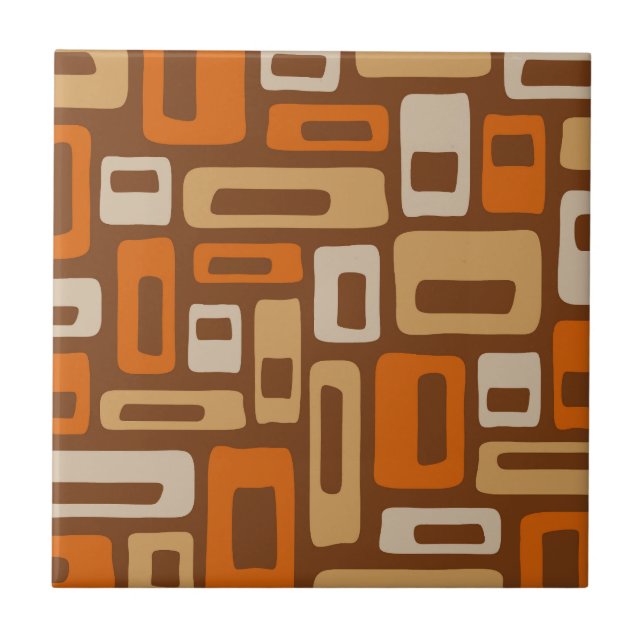 Mid Century Modern Abstrakt Mönster Kakelplatta (Framsidan)