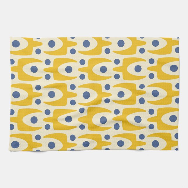 Mid Century Modern Abstrakt Mönster Kitchen Towels Kökshandduk (Horisontell)