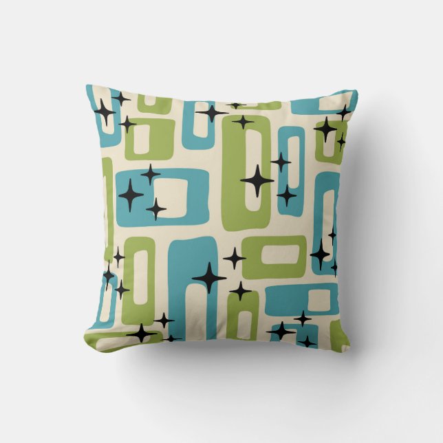 Mid Century Modern Abstrakt Mönster Kudde (Framsida)