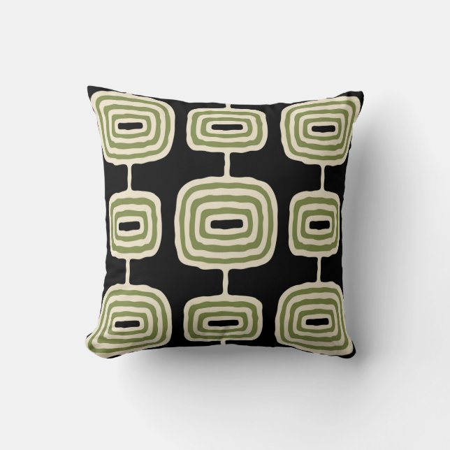 Mid Century Modern Abstrakt Mönster Kudde (Framsida)