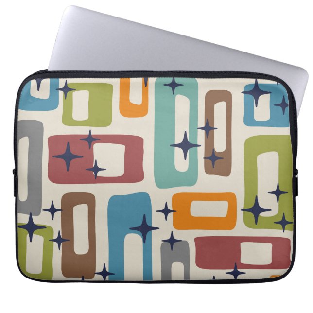 Mid Century Modern Abstrakt Mönster Laptop Fodral (Framsidan)