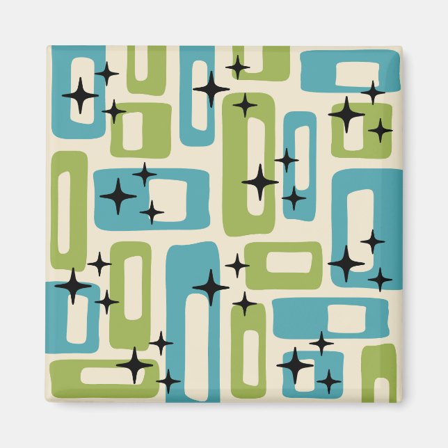 Mid Century Modern Abstrakt Mönster Magnet (Framsidan)