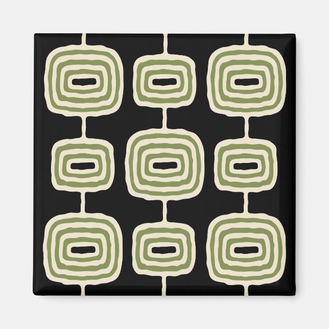 Mid Century Modern Abstrakt Mönster Magnet (Framsidan)
