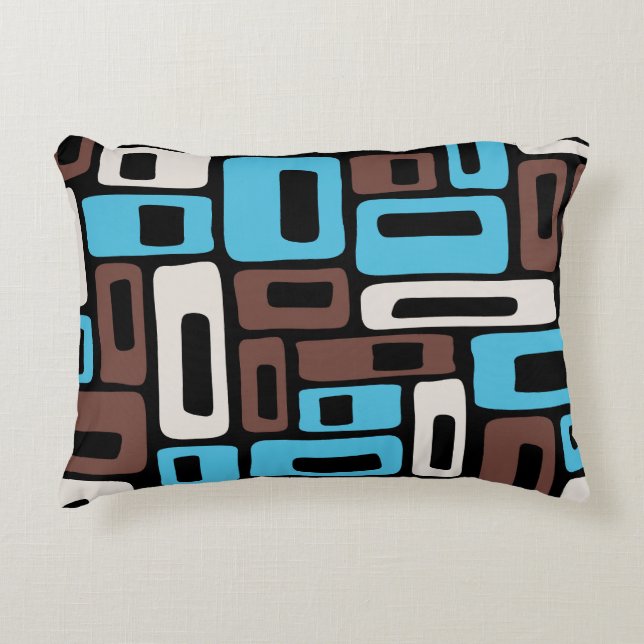Mid Century Modern Abstrakt Mönster Prydnadskudde (Framsidan)