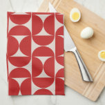 Mid Century Modern Abstrakt Mönster Red Kökshandduk<br><div class="desc">Retro i mitten av århundradet moderna mönster - abstraktens geometriska former - minimalistiskt mönster i rött.</div>