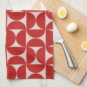 Mid Century Modern Abstrakt Mönster Red Kökshandduk