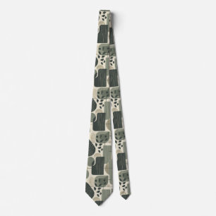 Mid Century Modern Abstrakt Mönster Salvia Grön Slips