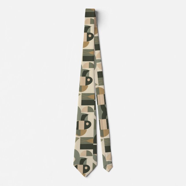 Mid Century Modern Abstrakt Mönster Salvia Grön Slips (Framsida)
