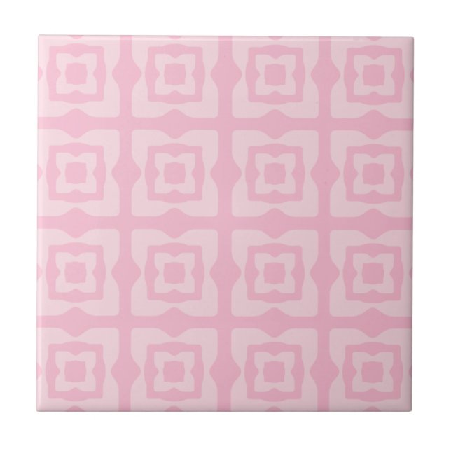 Mid Century Modern Abstrakt Mönster Splotches Rosa Kakelplatta (Framsidan)
