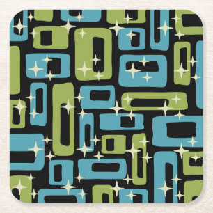 Mid Century Modern Abstrakt Mönster Underlägg Papper Kvadrat