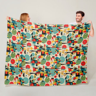 Mid Century Modern Abstrakt Objekt Retro Geometris Fleecefilt