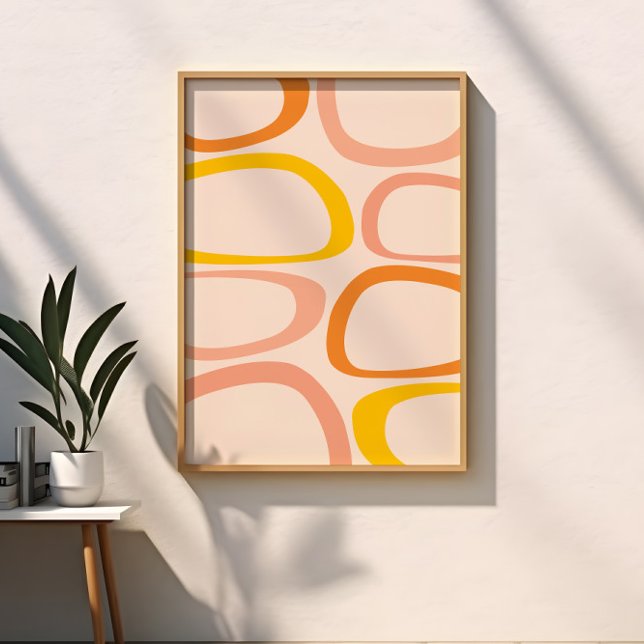 Mid Century Modern Abstrakt Persika, Orange, Gul Poster (Skapare uppladdad)