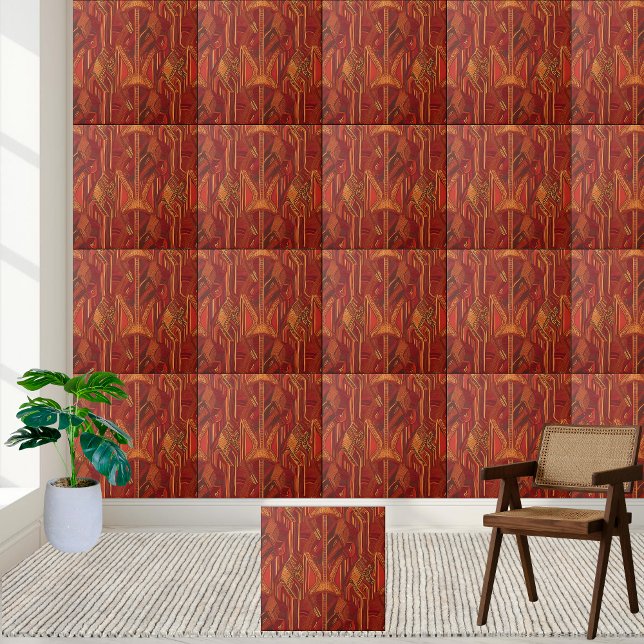 Mid-Century Modern African Textile Mönster Tile Kakelplatta (Mid-Century Modern African Textile Pattern Tile)