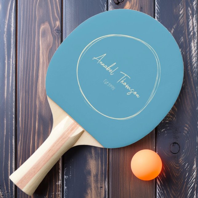 Mid-Century Modern Akvablå Himmel med Namn Pingisracket (Skapare uppladdad)
