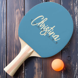 Mid-Century Modern Akvarie Splash Målad Namn Pingisracket