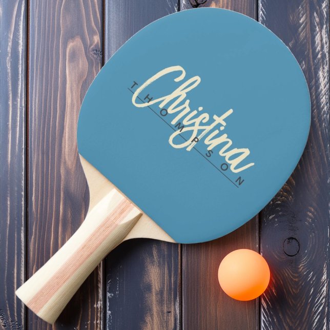 Mid-Century Modern Akvarie Splash Målad Namn Pingisracket (Skapare uppladdad)