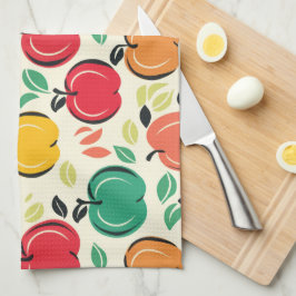 Mid-Century Modern Apple Retro Orchard Kökshandduk