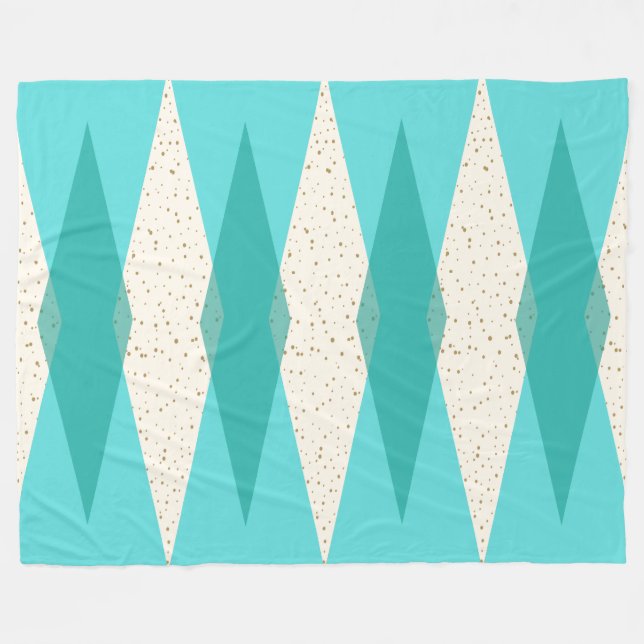 Mid Century Modern Argyle Fleece Blanket (Framsidan (Horisontell))