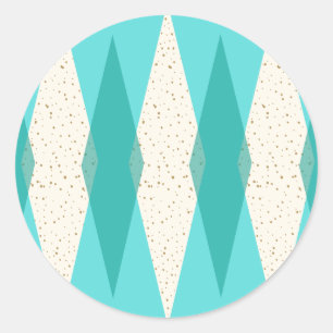 Mid Century Modern Argyle Round Stickers Runt Klistermärke