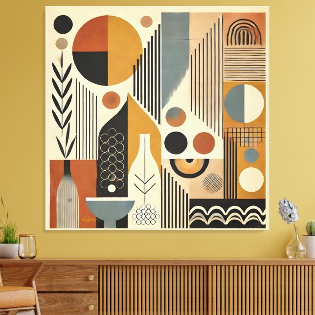 Mid Century Modern Art Autumn Harvest Canvastryck (Insitu (Vardagsrum))