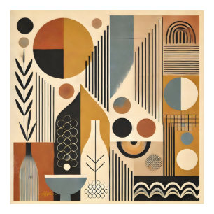 Mid Century Modern Art Autumn Harvest Fototryck