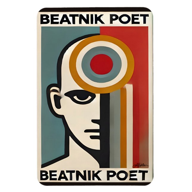 Mid Century Modern Art Beatnik Poet Magnet (Vertikal)