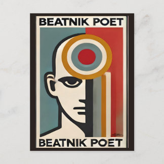 Mid Century Modern Art Beatnik Poet Vykort