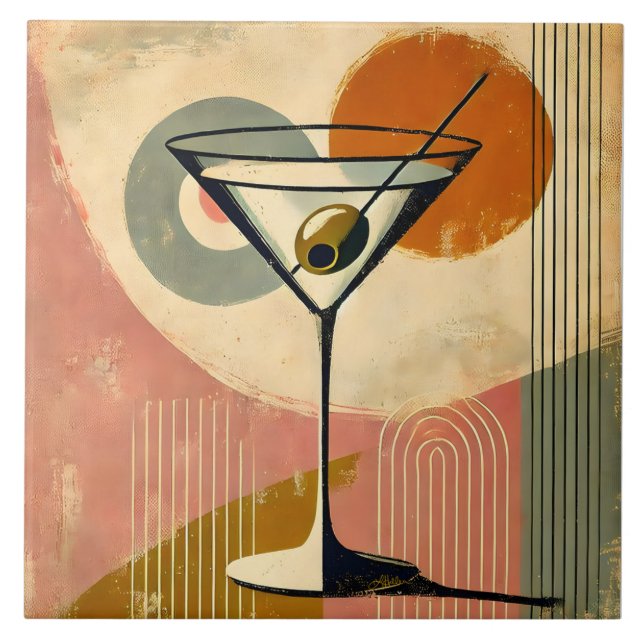 Mid Century Modern Art Martini Kakelplatta (Framsidan)