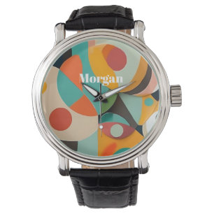Mid Century Modern Art Monogram eller Namn, Geomet Armbandsur