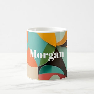 Mid Century Modern Art Monogram eller Namn, Geomet Kaffemugg