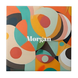 Mid Century Modern Art Monogram eller Namn, Geomet Kakelplatta