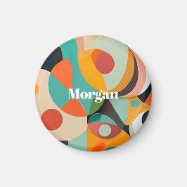 Mid Century Modern Art Monogram eller Namn, Geomet Magnet
