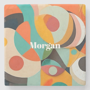 Mid Century Modern Art Monogram eller Namn, Geomet Stenunderlägg