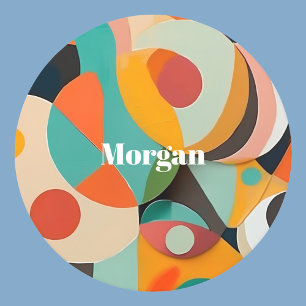 Mid Century Modern Art Monogram eller Namn, Geomet Underlägg Papper Rund