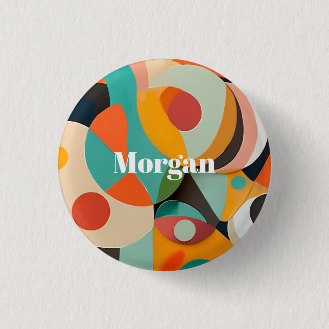 Mid Century Modern Art, Namn eller Monogram Geomet Knapp (Framsida)