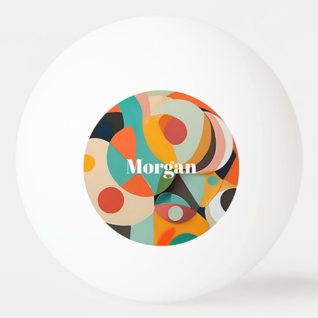 Mid Century Modern Art, Namn eller Monogram Geomet Pingisboll (Framsidan)