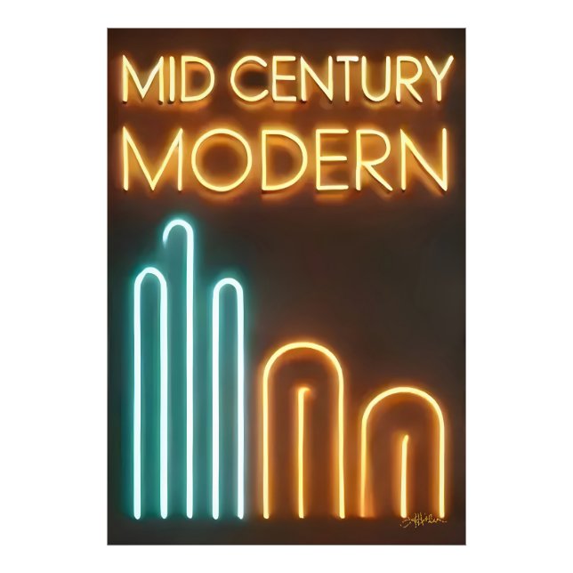 Mid Century Modern Art Neon Sign Design Fototryck (Framsidan)