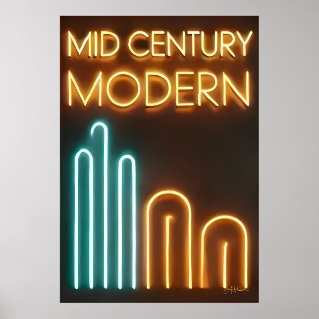 Mid Century Modern Art Neon Sign Design Poster (Framsidan)