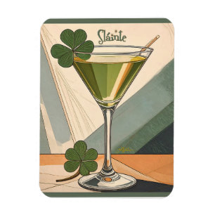 Mid Century Modern Art Shamrock Martini Skål! Magnet