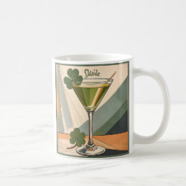 Mid Century Modern Art Shamrock Martini Sláinte!  Kaffemugg