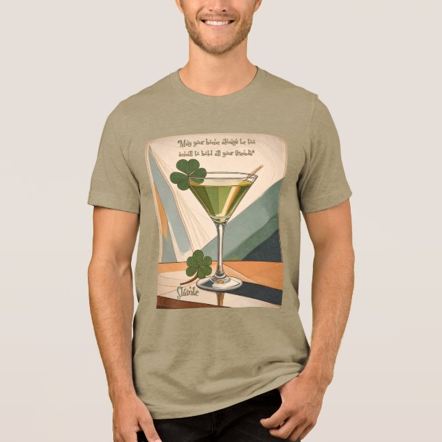 Mid Century Modern Art Shamrock Martini Sláinte!  T Shirt (Framsida)