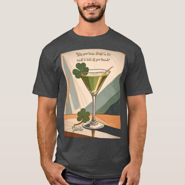 Mid Century Modern Art Shamrock Martini Sláinte!  T Shirt (Framsida)