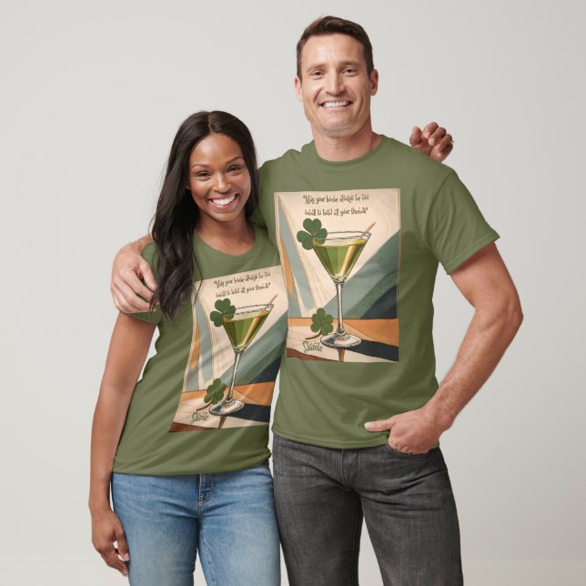 Mid Century Modern Art Shamrock Martini Sláinte!  T Shirt (Unisex)