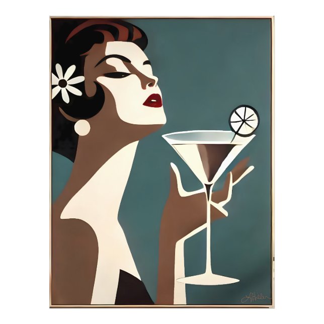 Mid Century Modern Art The Martini DIva Fototryck (Framsidan)
