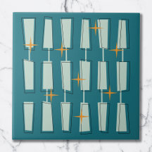 Mid Century Modern Atomblock Teal, Aqua