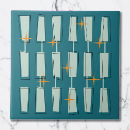 Mid Century Modern Atomblock Teal, Aqua Kakelplatta