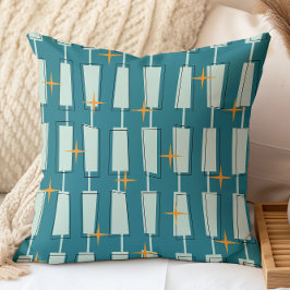 Mid Century Modern Atomblock Teal, Aqua Kudde